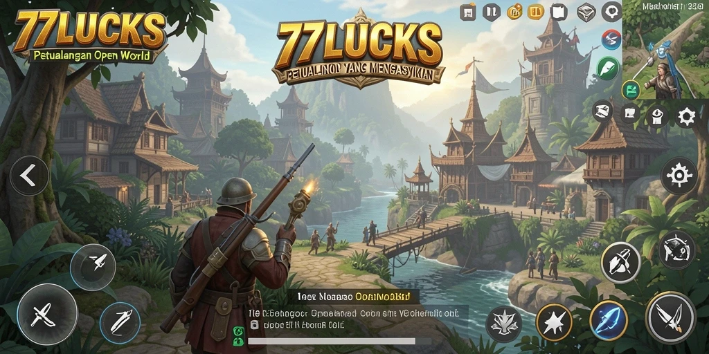 Screenshot menunjukkan aksi petualangan di dunia Open World yang memukau.