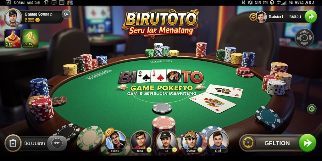 Tampilan gameplay Poker yang mendebarkan di BIRUTOTO.