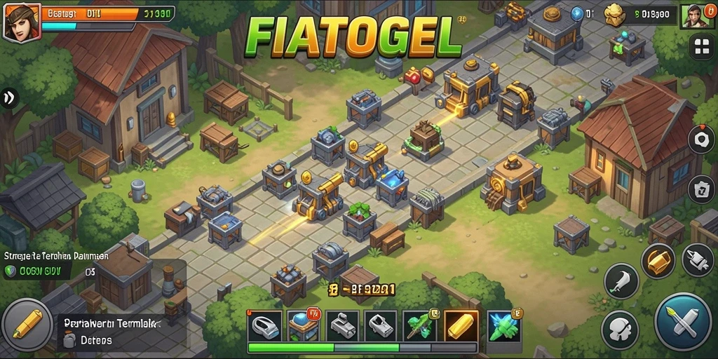 Tampilan gameplay FIATOGEL dalam aksi Tower Defense yang seru.