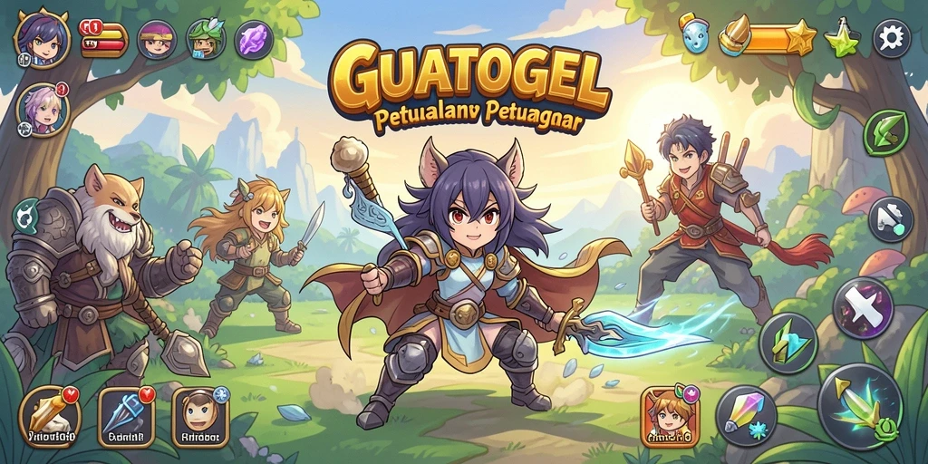 Tampilan gameplay GUATOGEL dengan karakter anime yang menarik.