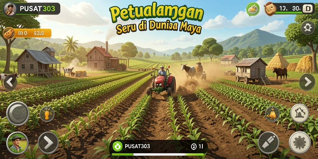 Screenshot gameplay PUSAT303 menampilkan pengalaman bertani yang menyenangkan.