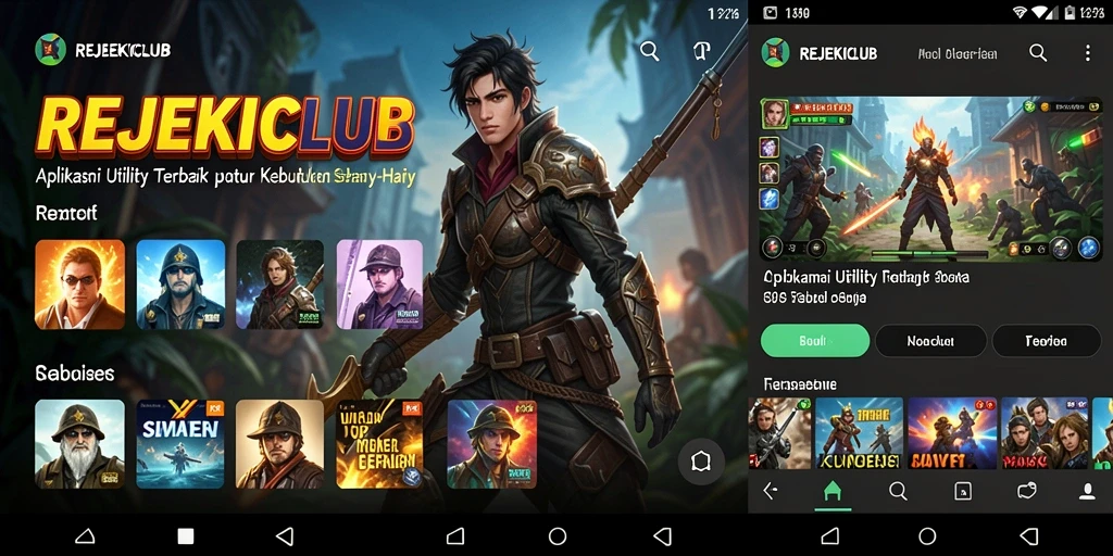 Screenshot utama menampilkan antarmuka pengguna REJEKICLUB yang bersih dan intuitif.