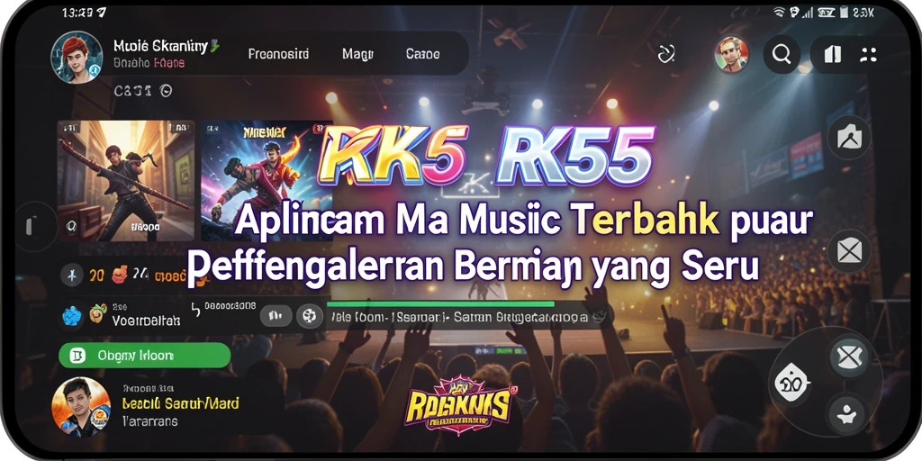 Screenshot gameplay RK55 menampilkan aksi musik yang dinamis dan interaktif.
